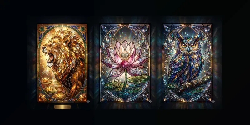 Crystal Stained Glass Art generated by undefined