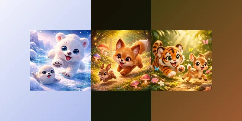 Cute Predator Prey Storybook Scenes generated by undefined
