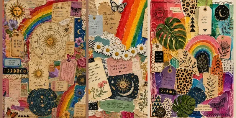Bohemian Rainbow Scrapbook Ephemera generated by undefined