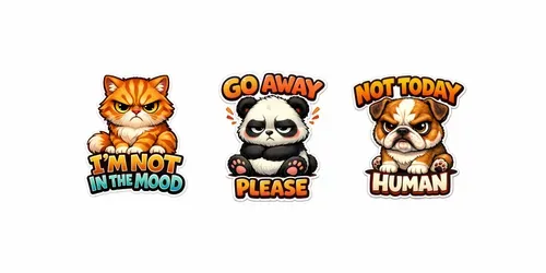 Grumpy Cute Animal Stickers generated by chatgpt-image