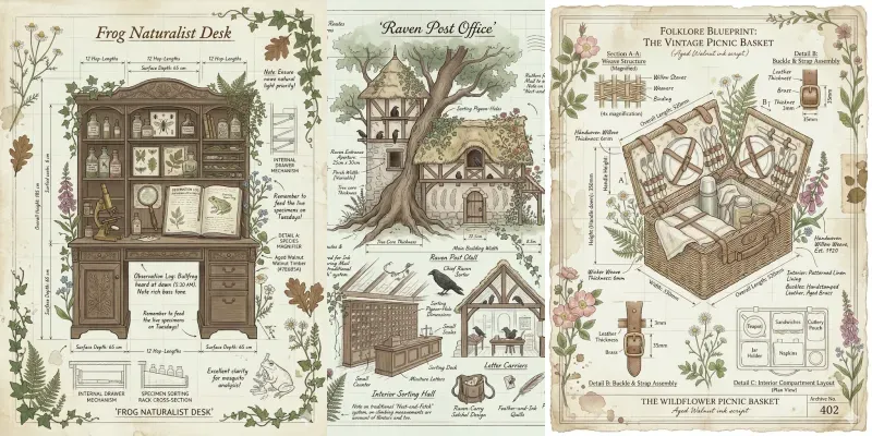 Cottagecore Folk Art Journal Kit Pages generated by undefined