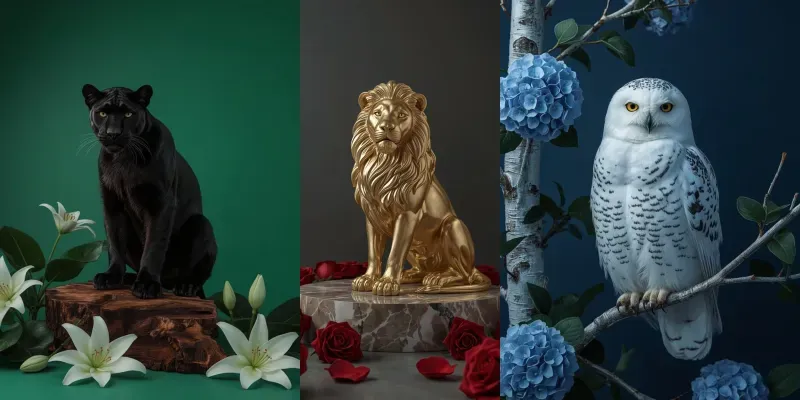 Elegant 3D Floral Animal Renders generated by undefined
