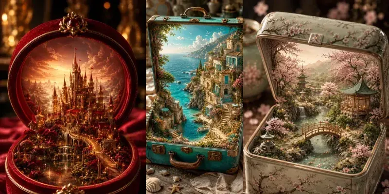 Fantasy Worlds Inside Open Boxes generated by undefined