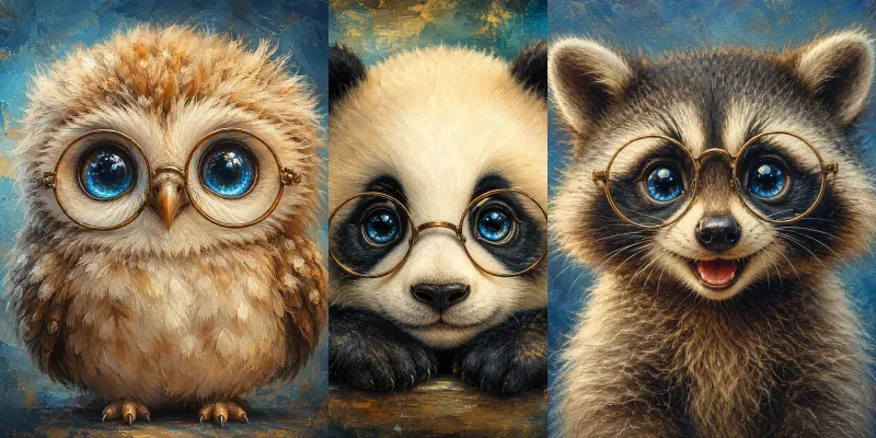Bigeyed Whimsical Animal Portraits generated by undefined
