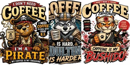 Coffee Mascot Tshirt Designs generated by chatgpt-image
