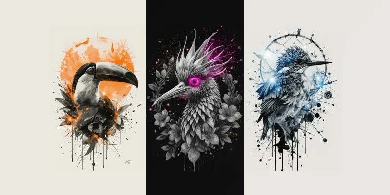 Ethereal Glowing Exotic Bird Art generated by undefined