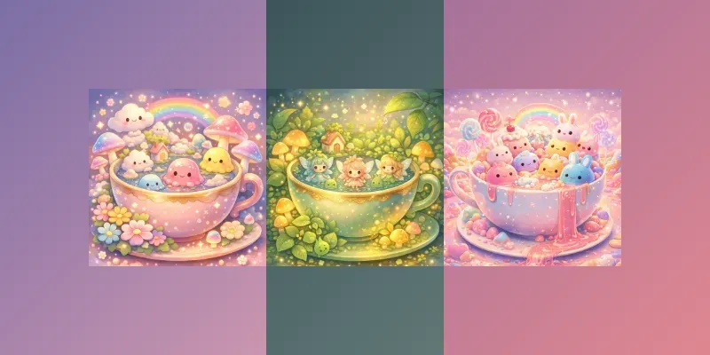 Kawaii Dream Cup Fantasy Scenes generated by undefined