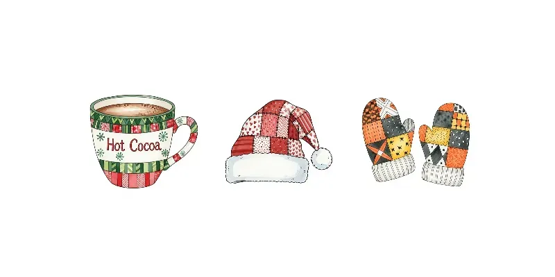 Christmas Patchwork Watercolor Art generated by undefined