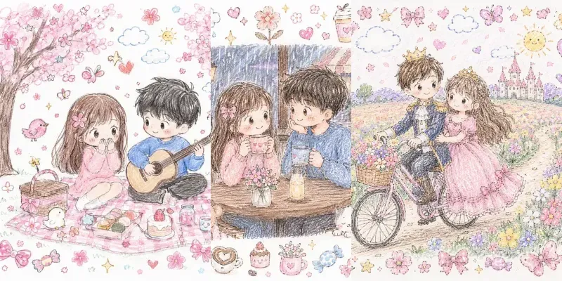 Cute Romantic Child Drawings generated by undefined