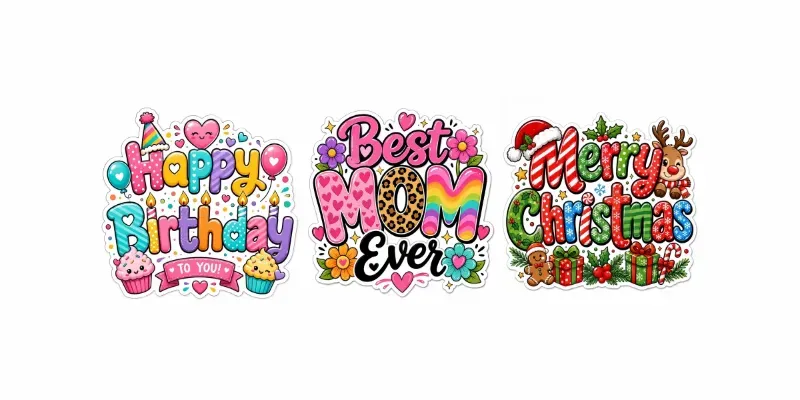 Playful Typography Sticker Designs generated by undefined