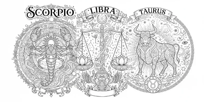 Zodiac Astrology Coloring Book Pages generated by undefined