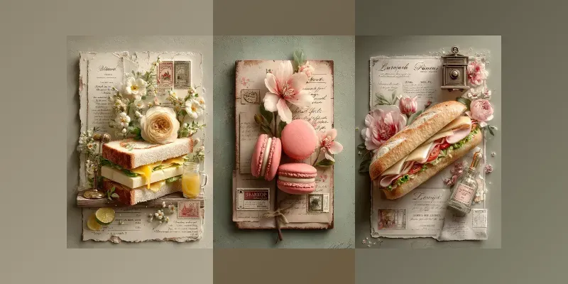 Elegant Gourmet Scrapbook Illustrations generated by undefined