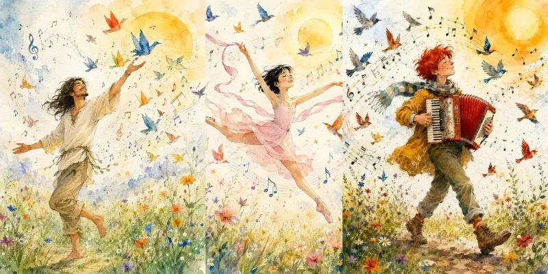 Joyful Watercolor Movements generated by undefined