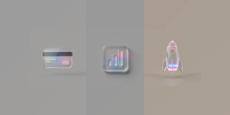 Clean Corporate Glassmorphism 3D Icons generated by undefined