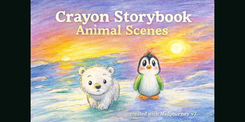 Crayon Storybook Animal Scenes generated by undefined