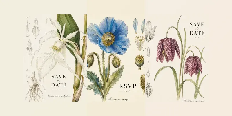 Vintage Wildflower Botanical Rsvp Art generated by undefined