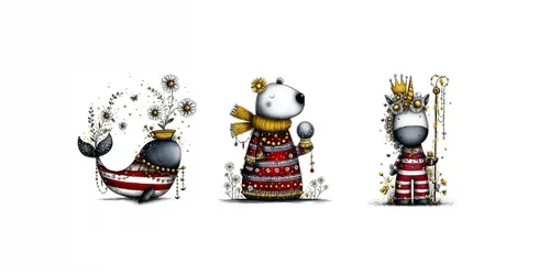 Daisy And Gold Whimsical Striped Animals generated by midjourney