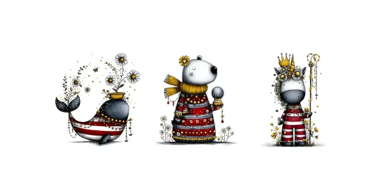Daisy And Gold Whimsical Striped Animals generated by undefined