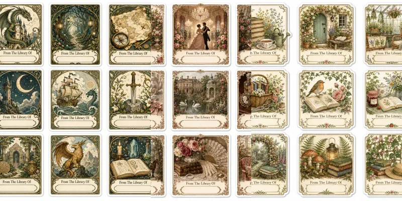 Ex Libris Bookplate Sticker Sets generated by undefined