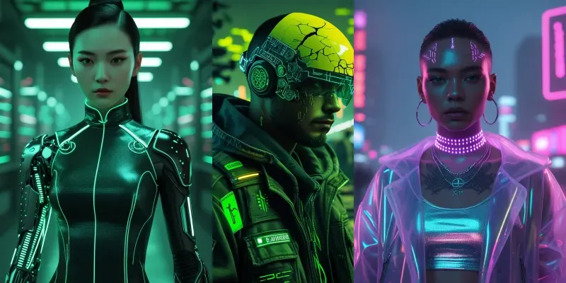 Neon Rebel Cyberpunk Character Portraits generated by undefined