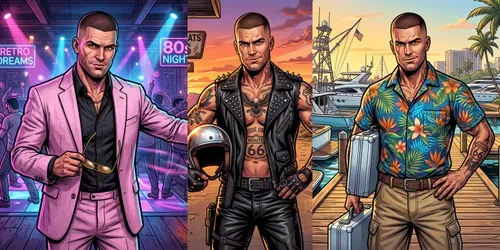 Grand Heist Video Game Protagonists generated by gemini-image