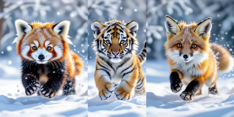 Photorealistic 3D Snow Cubs Art generated by undefined