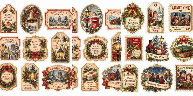 Victorian Christmas Journal Stickers