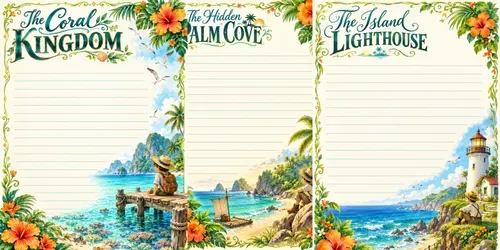 Tropical Island Story Writing Pages generated by chatgpt-image