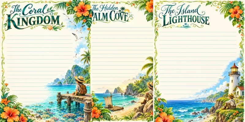 Tropical Island Story Writing Pages