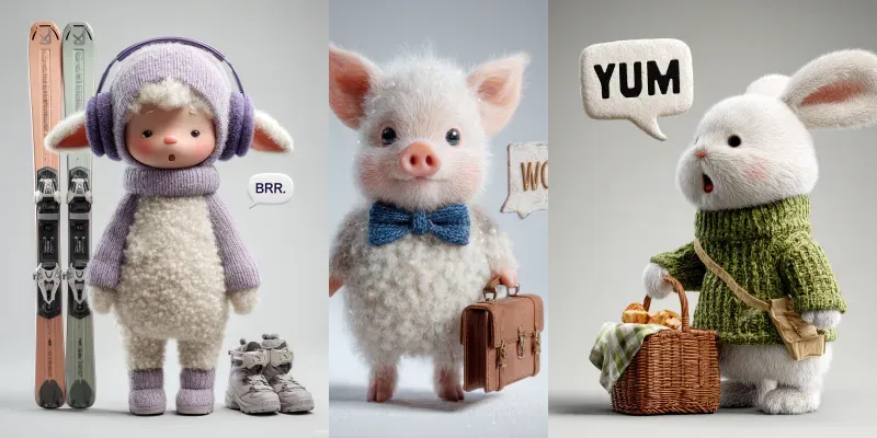 3D Woolly Travel Mascots Text Art generated by undefined