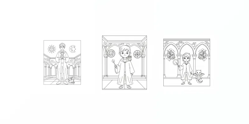 Wizard Selfinsert Monoline Coloring generated by undefined