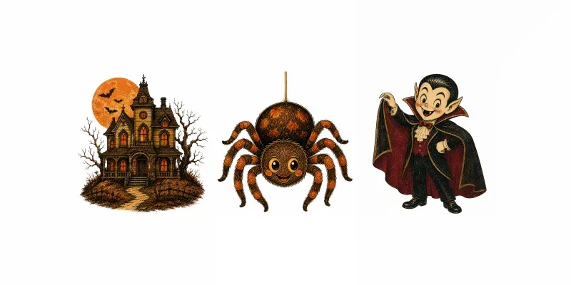Vintage Halloween Clipart Collections generated by undefined
