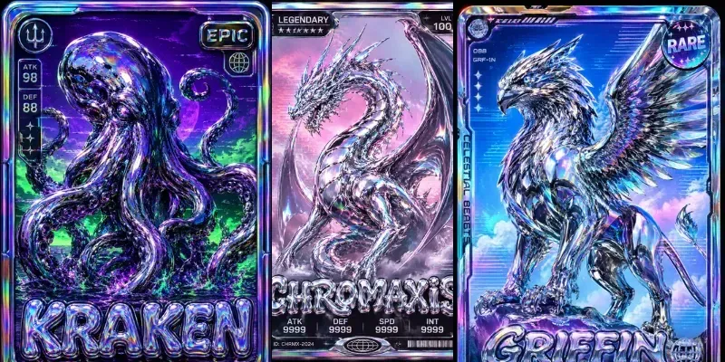 Holographic Y2k Chrome Trading Cards generated by undefined