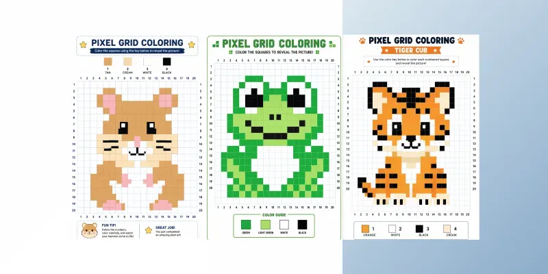 Pixel Animal Coloring Grid Packs generated by undefined