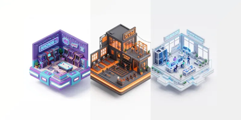 3D Isometric Clay Business Icons