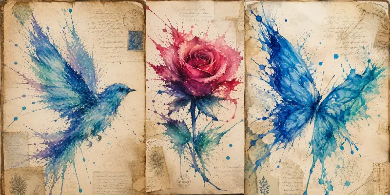 Watercolor Splashes Junk Journal Pages generated by undefined