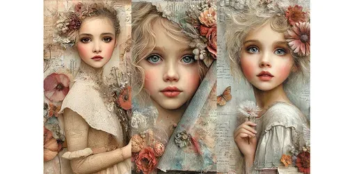 Fairytale Girls Vintage Junk Journal Sets generated by midjourney