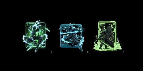 Cyber Ghost Anime Card Illustrations generated by gemini-image