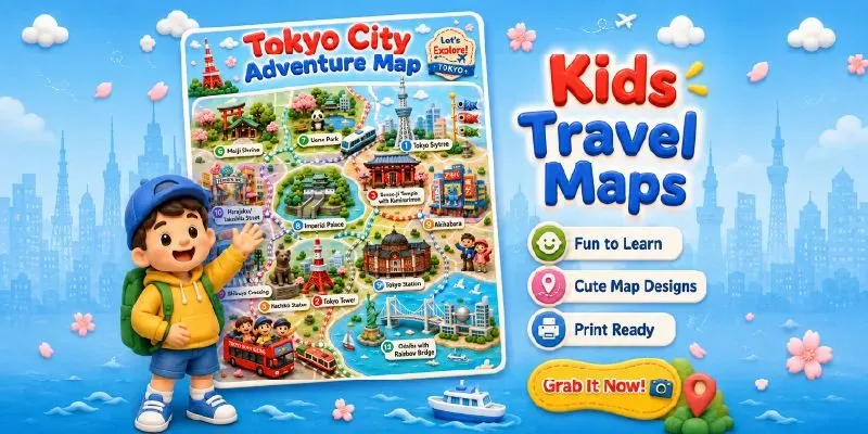 Kids Travel Map Posters generated by undefined
