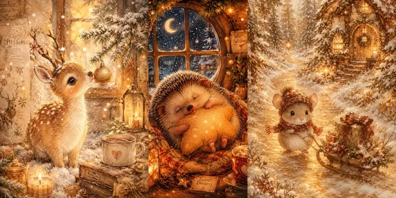 Warm Cozy Christmas Animal Junk Journals generated by undefined