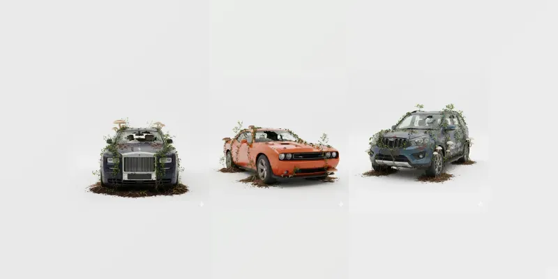 Abandoned Cars Reclaimed By Nature generated by undefined