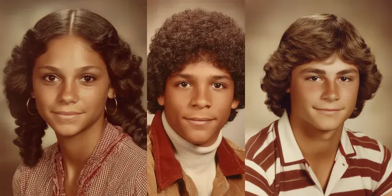 1970s Yearbook Portraits Photos generated by undefined