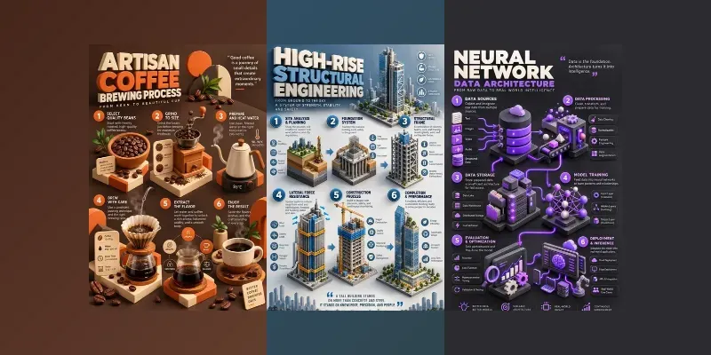 3D Logic Sequence Infographics