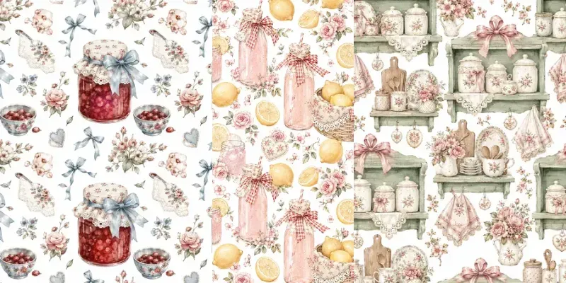 Seamless Shabby Chic Kitchen Wallpaper generated by undefined