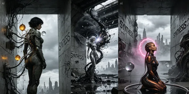 Cyber Pollination Dark Art Girls generated by undefined