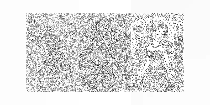 Whimsical Mythical Creatures Coloring generated by undefined
