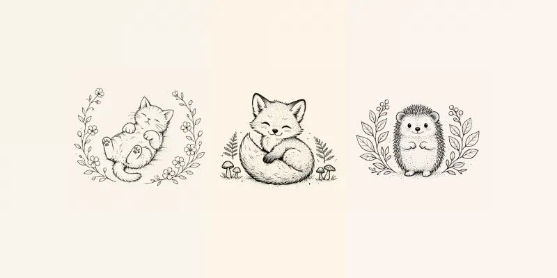 Minimal Botanical Animal Line Art generated by undefined
