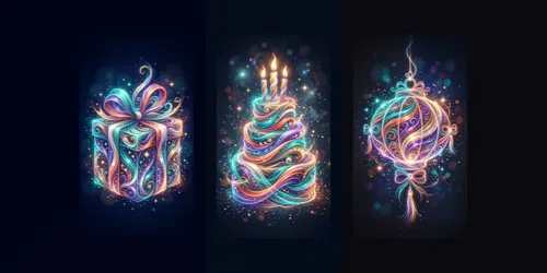Glowing Birthday Light Wave Illustrations generated by gemini-image