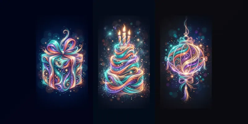 Glowing Birthday Light Wave Illustrations generated by undefined
