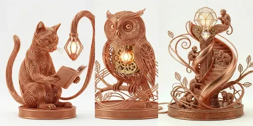 Futuristic Copper Wire Art 3D generated by gemini-image